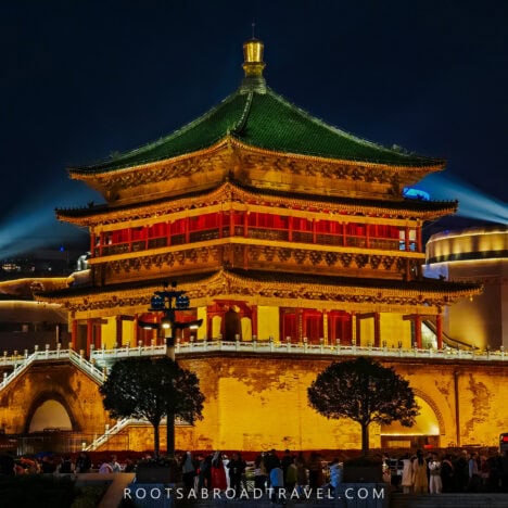 Bell Tower in Xian China at night