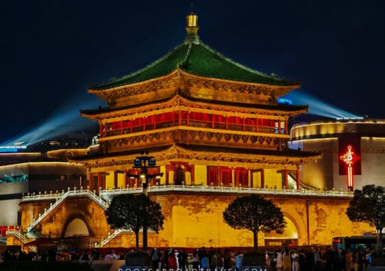 Bell Tower in Xian China at night